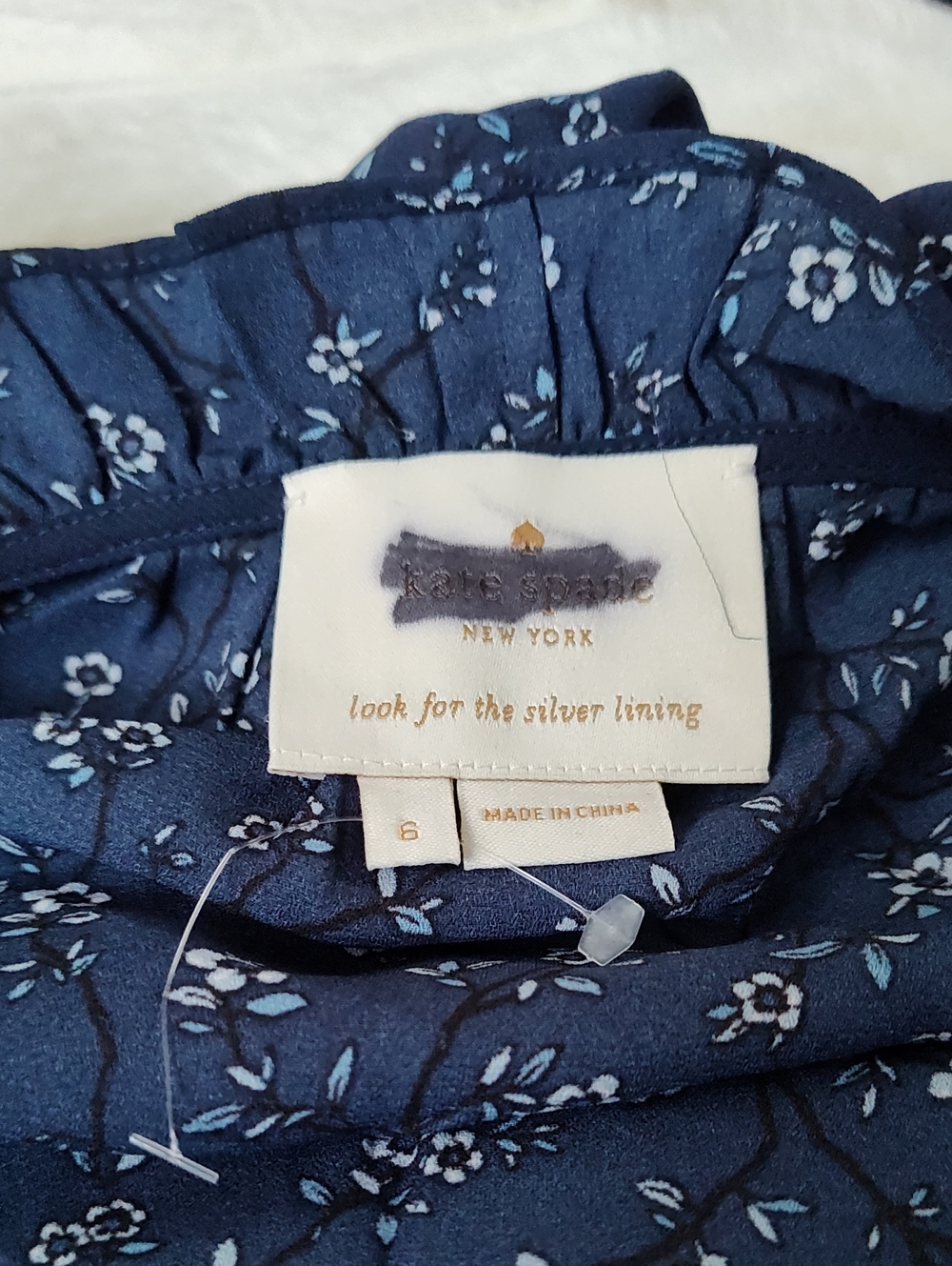 kate spade Navy Floral Wrap Midi Dress with Ruffle Trim SZ 6 New No Tags - Picture 7 of 7